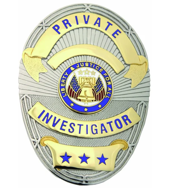 Private Investigator Officer Shield Oval Badge LAPD Style