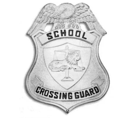 School Crossing Guard Hat Badge Silver Screw Post Back