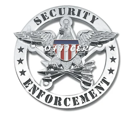 Security Enforcement Officer Shield with Eagle Breast Badge Silver