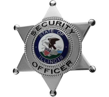 Security Officer 6-Point Star Breast Badge State of Illinois Seal IL Silver