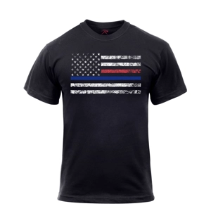 Thin Red and Blue Line Firefighter Police T-Shirt