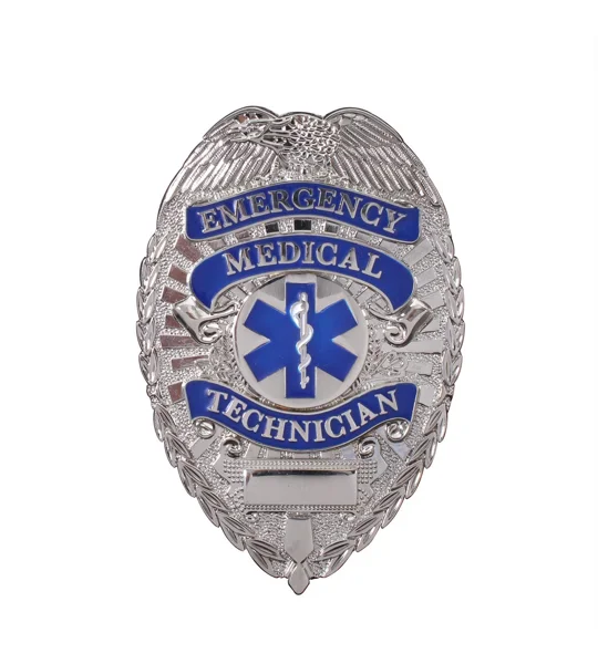 Emergency Medical Technician EMT Shield Badge Silver Nickel