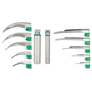 Laryngoscope Blades & Handles Fiber Optic Illumination Set..