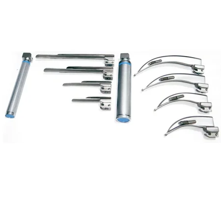 Stainless Steel Halogen Laryngoscope Set 2 Handles 8 Blades