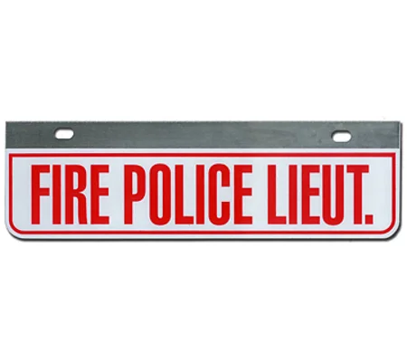 Aluminum Rider License Plate Fire Rescue Title: Fire Police Lieut