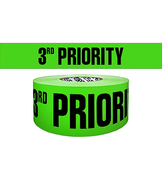Triage Area Printed Barricade Tape 3rd Priority 1000'