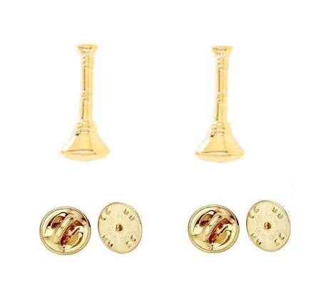 Collar Pins Bugles Cut Out 1 Bugle Gold Lieutenant