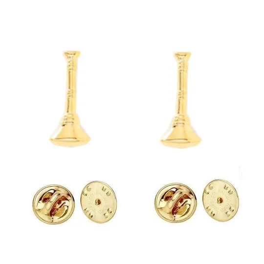 Collar Pins Bugles Cut Out 1 Bugle Gold Lieutenant