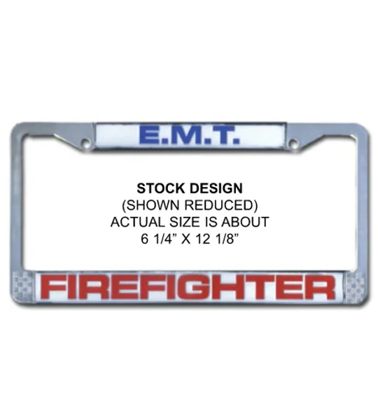 Vehicle License Plate Frame Plastic EMT Firefighter
