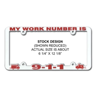 Vehicle License Plate Frame Plastic My Work Number is 911 Red