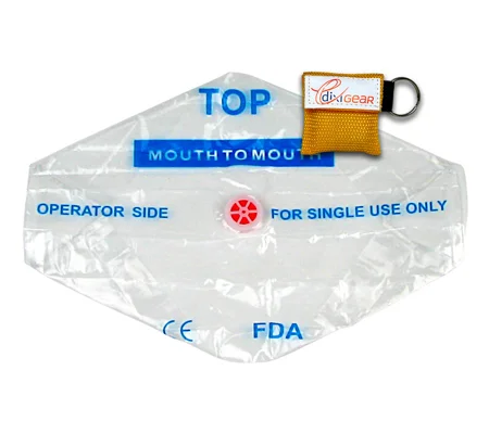 CPR Breathing Barrier Key Chain Kit One Way Valve Yellow
