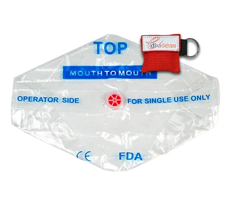 CPR Breathing Barrier Key Chain Kit One Way Valve Red