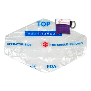 CPR Breathing Barrier Key Chain Kit One Way Valve Purple