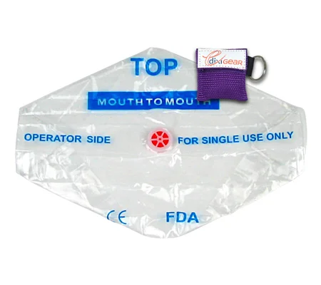 CPR Breathing Barrier Key Chain Kit One Way Valve Purple
