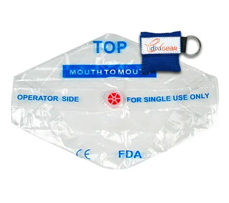 CPR Breathing Barrier Key Chain Kit One Way Valve Blue