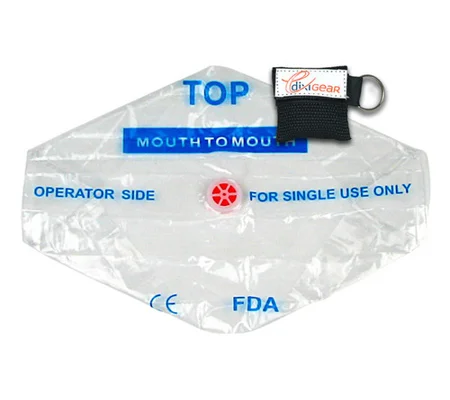 CPR Breathing Barrier Key Chain Kit One Way Valve Black