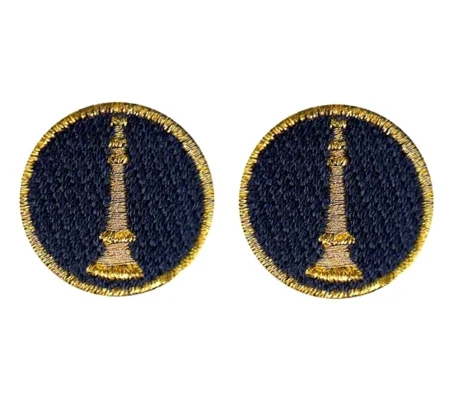 Lieutenant 1 Bugle Collar Insignia Navy Gold Embroidery