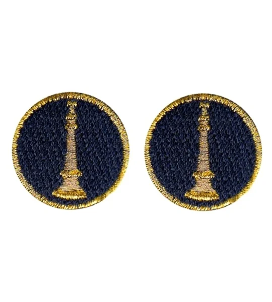 Lieutenant 1 Bugle Collar Insignia Navy Gold Embroidery