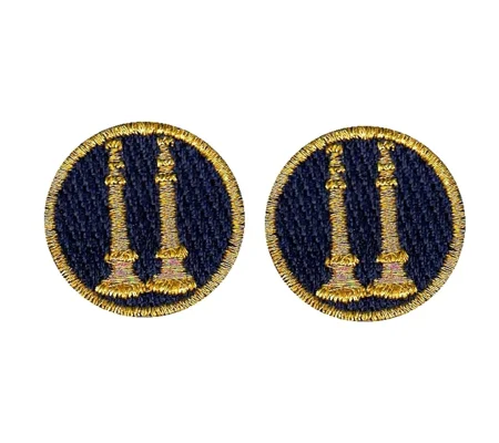 Captain 2 Bugles Collar Insignia Navy Gold Embroidery