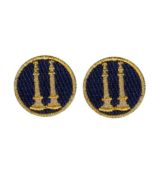 Captain 2 Bugles Collar Insignia Navy Gold Embroidery