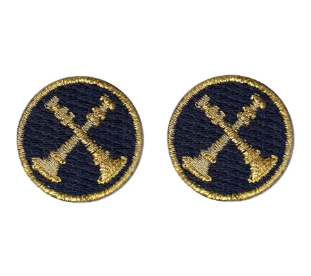 Battalion Chief 2 Crossed Bugles Collar Insignia Navy Gold