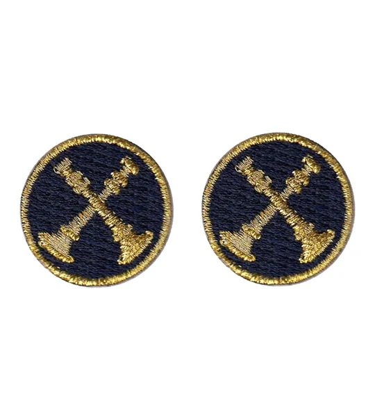 Battalion Chief 2 Crossed Bugles Collar Insignia Navy Gold