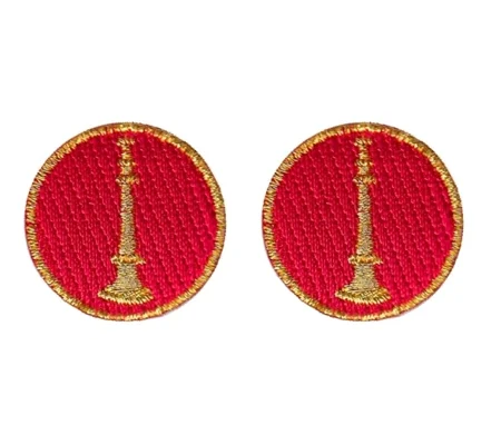 Lieutenant 1 Bugle Collar Insignia Red Gold Embroidery