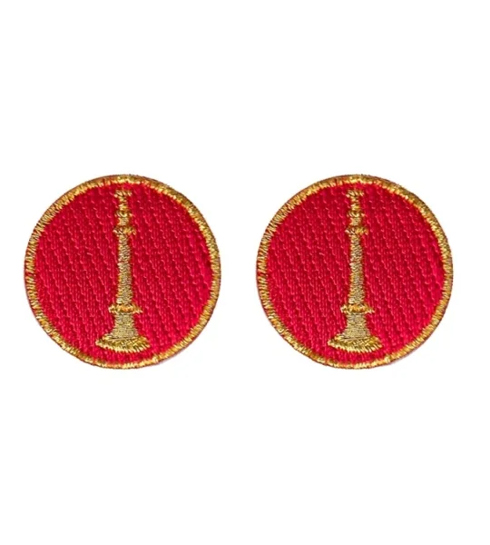 Lieutenant 1 Bugle Collar Insignia Red Gold Embroidery