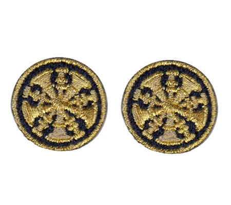 Chief 5 Bugles Collar Insignia Navy Gold Embroidery