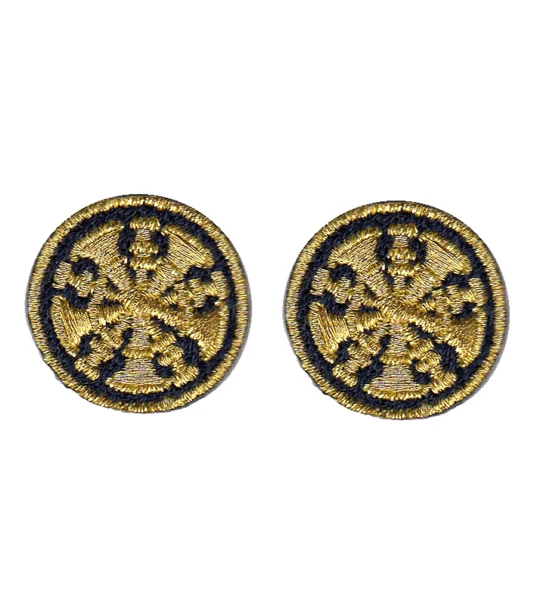 Chief 5 Bugles Collar Insignia Navy Gold Embroidery