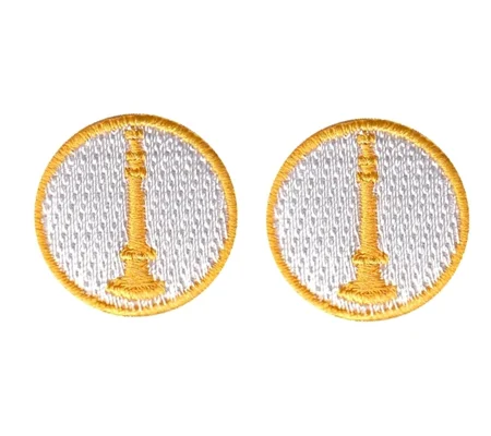 Lieutenant 1 Bugle Collar Insignia White Gold Embroidery