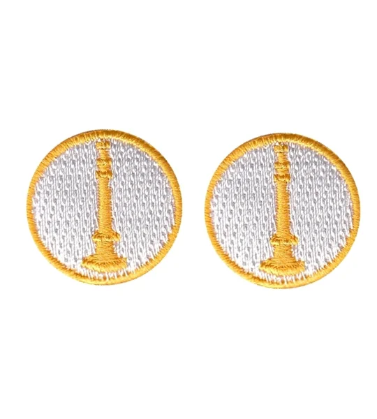 Lieutenant 1 Bugle Collar Insignia White Gold Embroidery