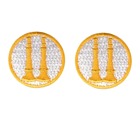 Captain 2 Bugles Collar Insignia White Gold Embroidery