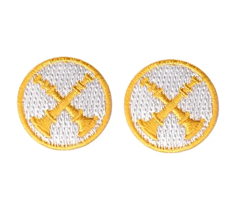 Battalion Chief 2 Crossed Bugles Collar Insignia White Gold