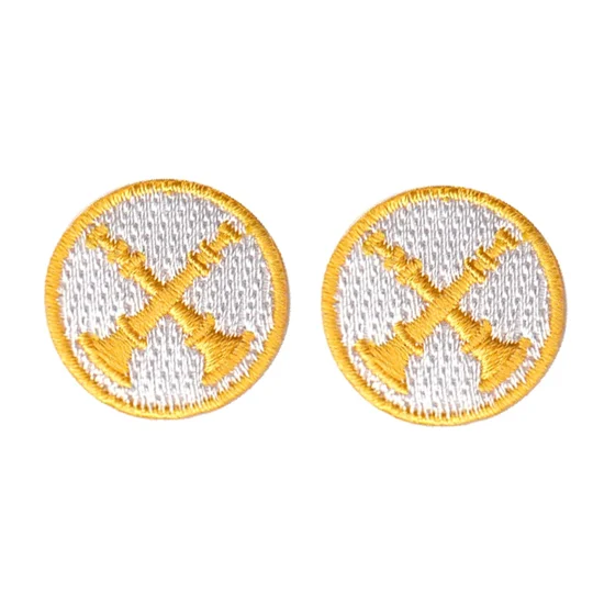 Battalion Chief 2 Crossed Bugles Collar Insignia White Gold