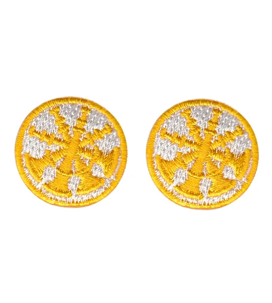 Deputy Chief 4 Bugles Collar Insignia White Gold Embroidery
