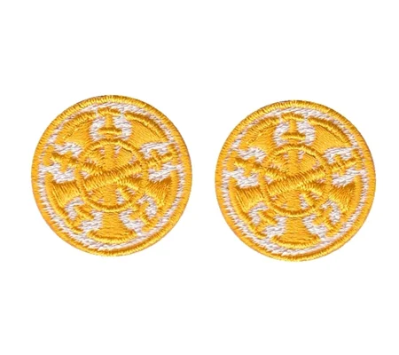 Chief 5 Bugles Collar Insignia White Gold Embroidery