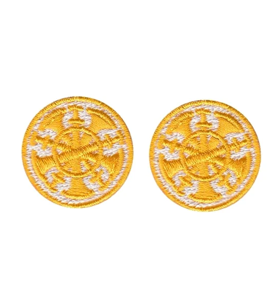 Chief 5 Bugles Collar Insignia White Gold Embroidery