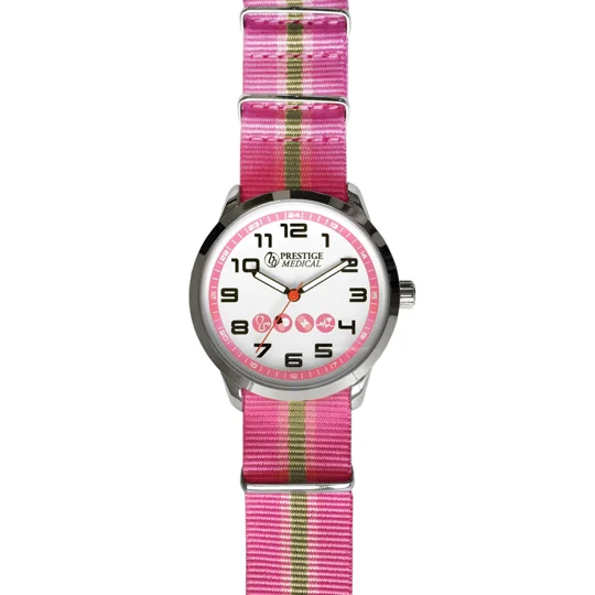 Nylon Band Fashion Nurse Scrub Watch Medical Theme Pink