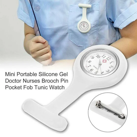 Silicone Band Fashion Nurse Scrub Watch Medical Pocket Red