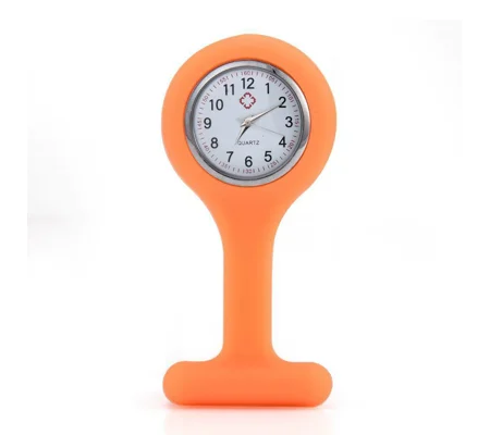 Silicone Band Fashion Nurse Scrub Watch Medical Theme Pocket Orange