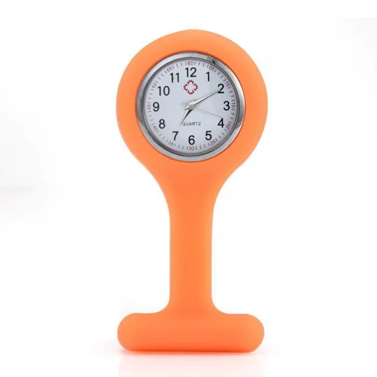 Silicone Band Fashion Nurse Scrub Watch Medical Theme Pocket Orange