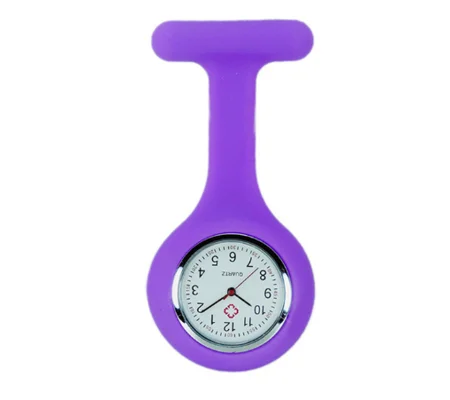 Silicone Band Fashion Nurse Scrub Watch Medical Pocket Purple