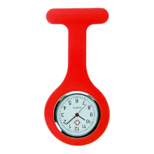 Silicone Band Fashion Nurse Scrub Watch Medical Pocket Red