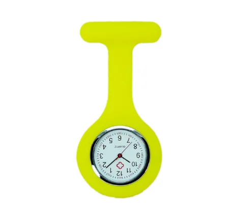 Silicone Band Fashion Nurse Scrub Watch Medical Pocket Yellow