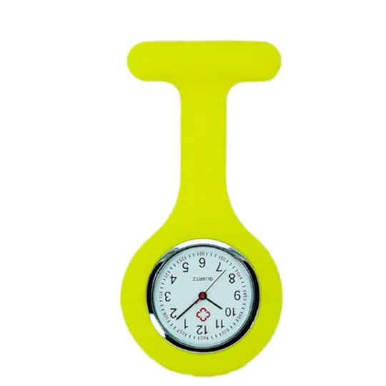 Silicone Band Fashion Nurse Scrub Watch Medical Pocket Yellow