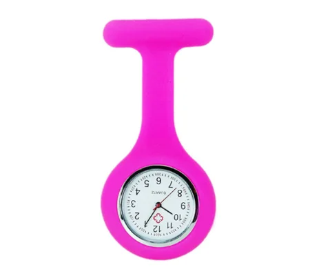 Silicone Band Fashion Nurse Scrub Watch Medical Pocket Fuchsia