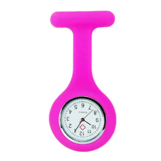 Silicone Band Fashion Nurse Scrub Watch Medical Pocket Fuchsia