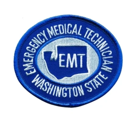 WA Washington Emergency Medical Technician Shoulder Patch Blue - White