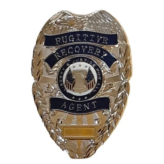 Fugitive Recovery Agent Shield Badge Nickel Silver